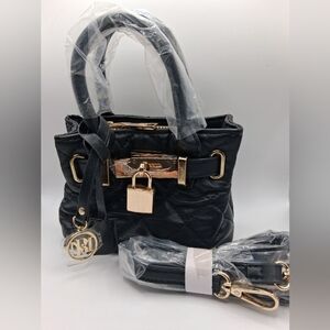 Badgley Mischka Black Satchel with Gold Details Mini